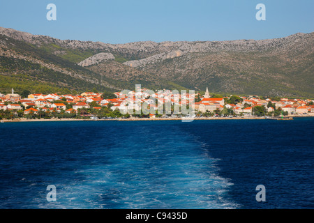 Sail away from Orebic to Koercula island Stock Photo