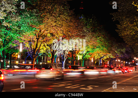 Unter den Linden in Berlin during festival of lights 2011; Street Under The Lime Trees Stock Photo