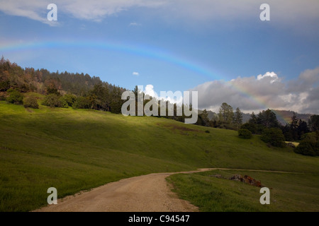 CALIFORNIA - Rainbow on Mount Figueroa in the Los Padres National Forest. Stock Photo