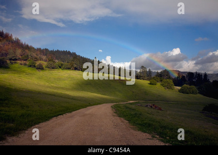 CALIFORNIA - Rainbow on Mount Figueroa in the Los Padres National Forest. Stock Photo