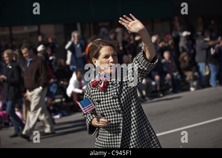 Republican presidential candidate Michele Bachmann during the annual Veterans Day parade on November 11, 2011 in Columbia, South Carolina. The parade is one of the nations largest as Columbia is home to several large military bases. Stock Photo