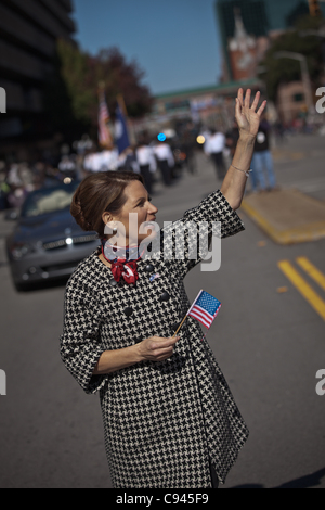Republican presidential candidate Michele Bachmann during the annual Veterans Day parade on November 11, 2011 in Columbia, South Carolina. The parade is one of the nations largest as Columbia is home to several large military bases. Stock Photo