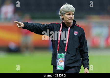 Head coach Pia Sundhage directs a training session of the Switzerland