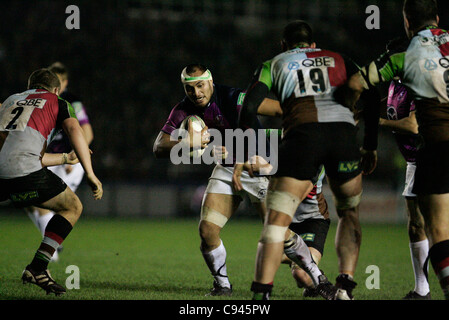 11.11.2011. Twickenham, England. Adrian Flavin  in action during the Heineken Cup match between Harlequins and Connacht Rugby played at the Stoop Stock Photo