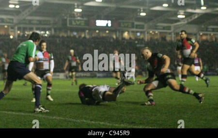 11.11.2011. Twickenham, England.  in action during the Heineken Cup match between Harlequins and Connacht Rugby played at the Stoop Stock Photo
