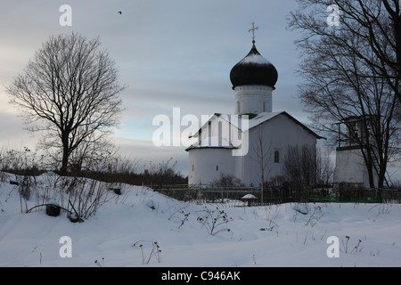 Church of Saint Elijah the Prophet at Vybuty Pogost near Pskov, Russia. Stock Photo