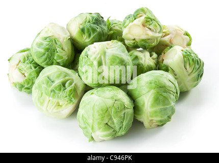 Lot of brussels sprouts isolated on a white background. Stock Photo