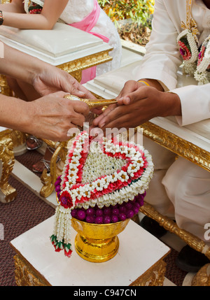 Blessed water at Thai wedding ceremony in Thailand Stock Photo