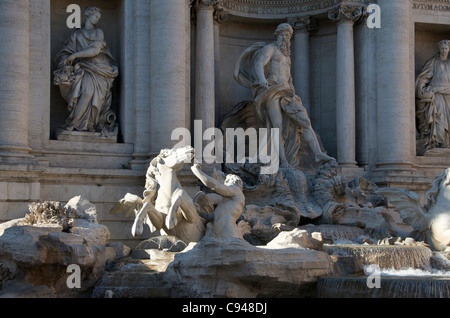Sculptures on the Trevi Fountain, Rome, Italy, Europe Stock Photo