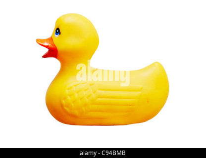 yellow plastic duck - isolated Stock Photo