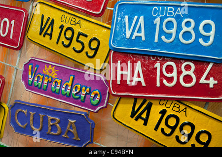 Souvenirs on sale in market, Varadero, Cuba Stock Photo