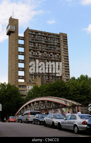 Trellick Tower, seen from Golborne Road - London Stock Photo