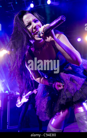 Sheffield, UK, 12/11/2011 Amy Lee lead singer of Evanescence performs at O2 Academy Stock Photo