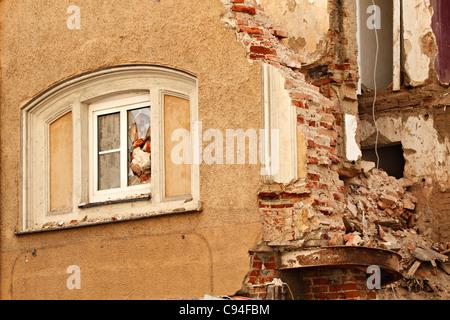 Broken window at a demolition site, Munich Upper Bavaria Germany Stock Photo