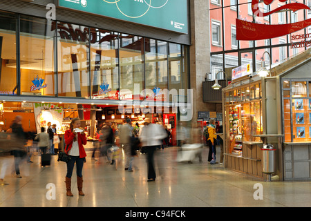 Fast Food shops, Hauptbahnhof main station, Munich Upper Bavaria Germany Stock Photo