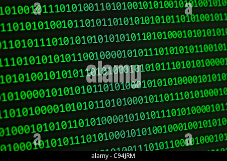 binary numbers on a computer screen Stock Photo