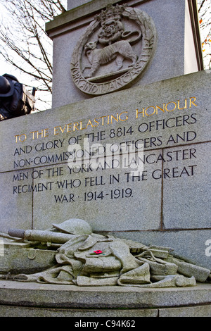 The monument to the York and Lancaster regiment in Weston Park Sheffield South Yorkshire UK Stock Photo