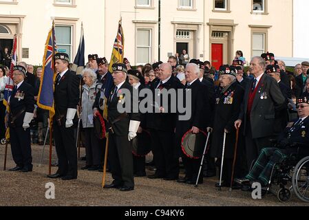 Ayr, Scotland, UK. Ex-soldiers on parade at the War Memorial in Ayr on Remembrance Sunday, 13th November, 2011. Stock Photo
