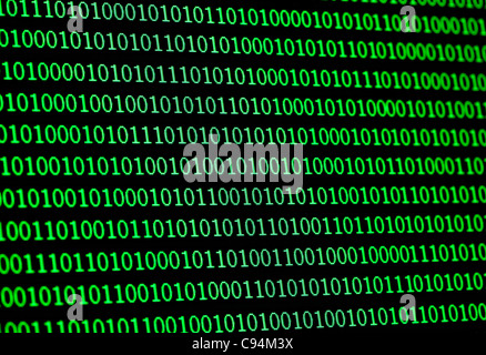 binary numbers on a computer screen Stock Photo