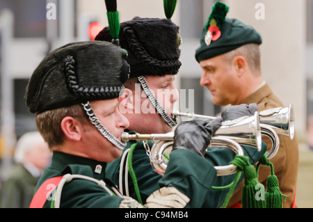 Buglers at the Remembrance Sunday wreath laying ceremony, Belfast 13/11/2011 Stock Photo