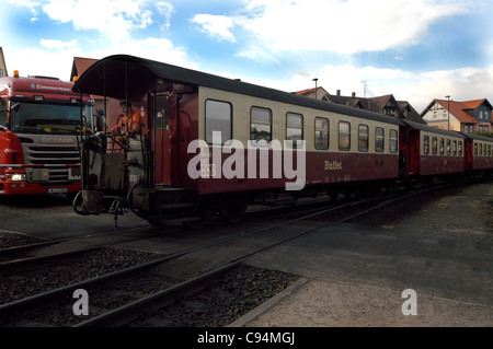 Coaches used on the 1000mm narrow gauge Brocken Railway that runs from Wernigerode to summit of the Brocken in Germany Stock Photo