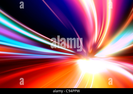 acceleration speed motion on night road Stock Photo