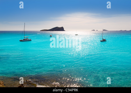 Ibiza cala Conta Conmte in San Antonio turquoise sunset Stock Photo