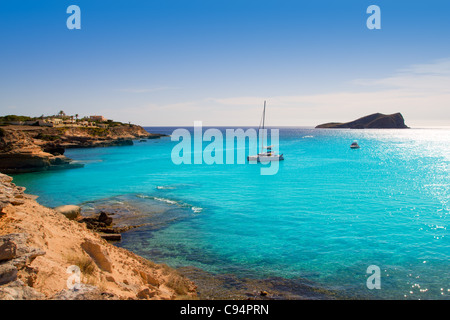 Ibiza cala Conta Conmte in San Antonio turquoise sunset Stock Photo