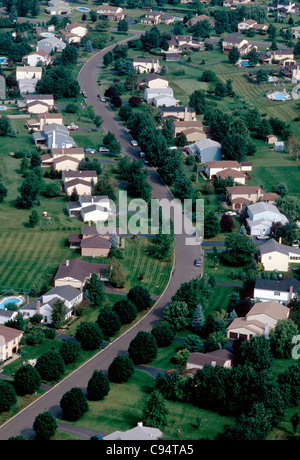 Aerial view of residential neighborhood in suburban Philadelphia, Pennsylvania, USA Stock Photo