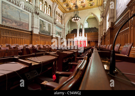 View from the Opposition back benches of the Senate Chamber in the Parliament of Canada. Stock Photo