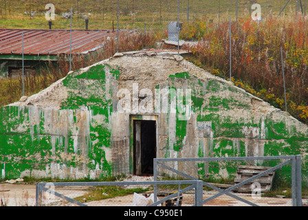 Coe pass, Trentino, Italy. Cold war. Ex NATO base Tuono ( Thunder) . Fallout shelter. Stock Photo