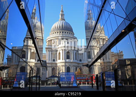 St Paul's Cathedral from One New Change shopping centre in the City of London, UK