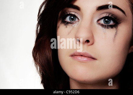 close up portrait of a young woman looking not to happy Stock Photo