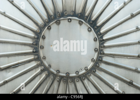 Metal Plate with Circular and Linear Design Elements Stock Photo