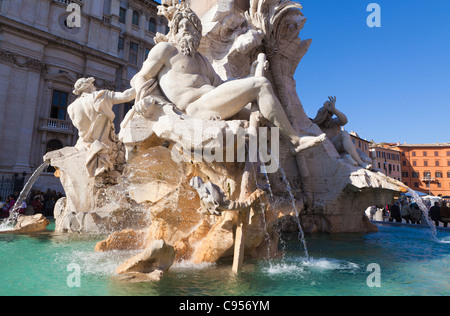 Bernini's fountain of the four rivers in Paizza Navona in Rome Stock Photo