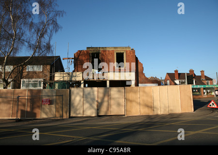 Tamworth Fire Station during demolition work being carried out. A Staffordshire fire station being demolished. Stock Photo