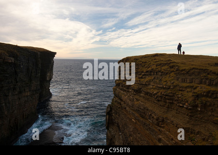 A geo, formed by weathering of the sandstone sea cliffs north of Yesnaby on orkney's mainland, Scotland, UK. Stock Photo