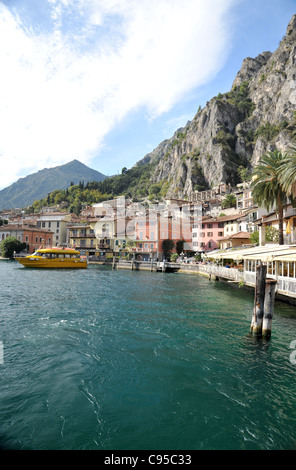 Limone town on the shore of Lake Garda Stock Photo