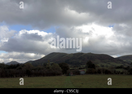 Caer Caradoc in the Shropshire Hills,viewed from Shrewsbury Road in Church Stretton. Stock Photo