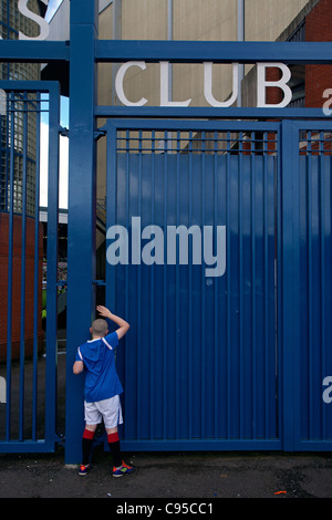 young rangers football supporter at ibrox park glasgow Stock Photo