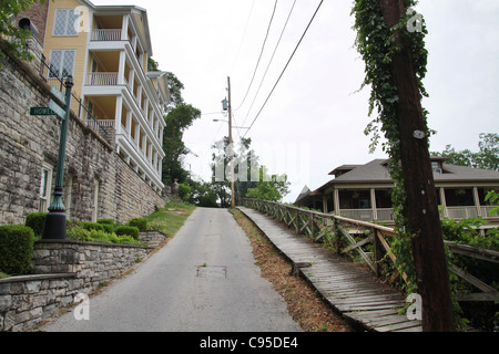 A street in the town of Eureka Springs, Arkansas. Stock Photo