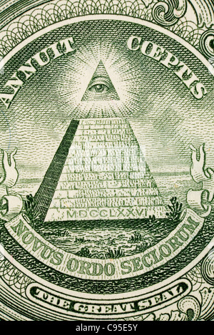 Macro image of one dollar bill, close up Stock Photo