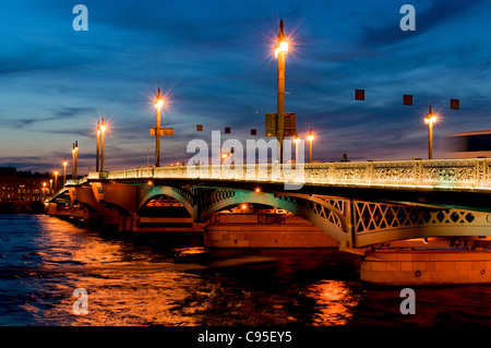 Blagoveshchensky Bridge, Saint-Petersburg, Russia, White Night, Neva river Stock Photo