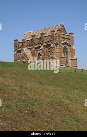 St Catherine's Chapel on a hilltop overlooking the pretty village of Abbotsbury, Dorset, UK.