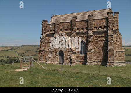 St Catherine's Chapel on a hilltop overlooking the pretty village of Abbotsbury, Dorset, UK.