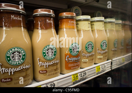 Bottles of Starbucks Frappuccino coffee are seen a supermarket on Thursday, November 10, 2011. (© Richard B. Levine) Stock Photo