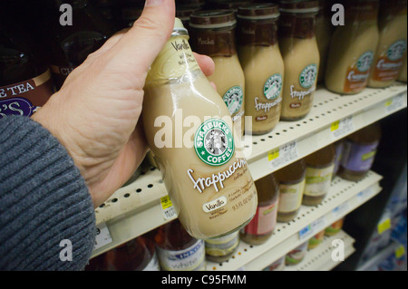 Bottles of Starbucks Frappuccino coffee are seen a supermarket on Thursday, November 10, 2011. (© Richard B. Levine) Stock Photo
