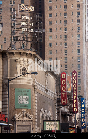 Broadway theater signs (Booth, Schoenfeld, Jacobs, Golden), West 45th ...