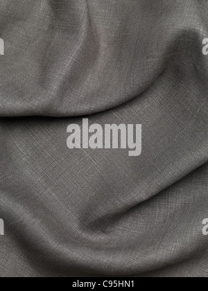 Closeup background texture of gray natural linen fabric Stock Photo