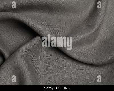 Closeup background texture of gray natural linen fabric Stock Photo